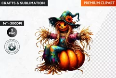Halloween Clipart, Scarecrow girl, Autumn clipart, Fall PNG Product Image 1