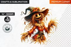 Halloween Clipart, Scarecrow girl, Autumn clipart, Fall PNG Product Image 1
