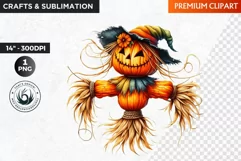 Halloween Clipart, Scarecrow girl, Autumn clipart, Fall PNG Product Image 1