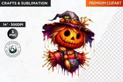 Halloween Clipart, Scarecrow girl, Autumn clipart, Fall PNG Product Image 1
