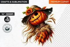 Halloween Clipart, Scarecrow girl, Autumn clipart, Fall PNG Product Image 1