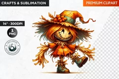 Halloween Clipart, Scarecrow girl, Autumn clipart, Fall PNG Product Image 1