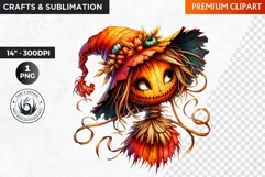 Halloween Clipart, Scarecrow girl, Autumn clipart, Fall PNG Product Image 1