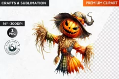 Halloween Clipart, Scarecrow girl, Autumn clipart, Fall PNG Product Image 1
