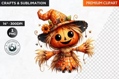 Halloween Clipart, Scarecrow girl, Autumn clipart, Fall PNG Product Image 1