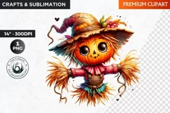 Halloween Clipart, Scarecrow girl, Autumn clipart, Fall PNG Product Image 1