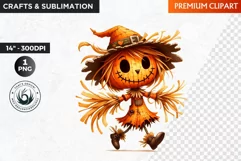 Halloween Clipart, Scarecrow girl, Autumn clipart, Fall PNG Product Image 1