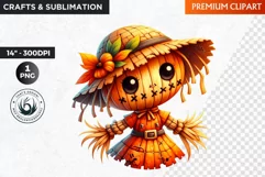 Halloween Clipart, Scarecrow girl, Autumn clipart, Fall PNG Product Image 1