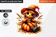 Halloween Clipart, Scarecrow girl, Autumn clipart, Fall PNG Product Image 1