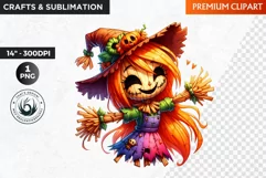 Halloween Clipart, Scarecrow girl, Autumn clipart, Fall PNG Product Image 1