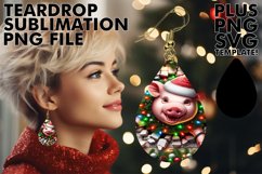 Colorful Pig Teardrop Earring Sublimation Art Product Image 1