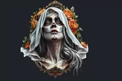 La Llorona Day of the Dead, la catrina Sugar Skull Clipart Product Image 2