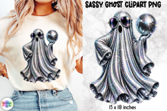 Disco Ghost Clipart PNG for Halloween Sublimation Product Image 1