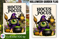 Hocus Pocus Halloween Garden Flag PNG Design Product Image 1