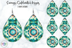 Boho Mandala Earrings Sublimation, Tie Dye Effect Design Product Image 1