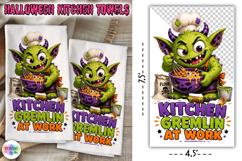 Kitchen Gremlin At Work Halloween Towel PNG Product Image 1