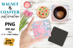 Abstract paint magnet/coaster sublimation. Fluid art Product Image 1