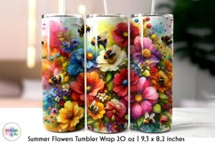 Summer Flowers Tumbler Wrap, Watercolour Flowers Tumbler Product Image 1