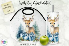 Watercolour Reindeer Lunch Bag Print | Christmas Lunch Bag Product Image 1