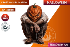 Pumpkin head clipart,halloween clipart, Jack O lantern PNG Product Image 1