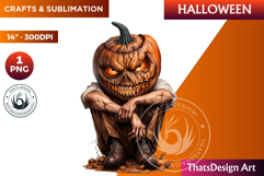Pumpkin head clipart,halloween clipart, Jack O lantern PNG Product Image 1
