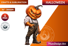 Pumpkin head clipart,halloween clipart, Jack O lantern PNG Product Image 1