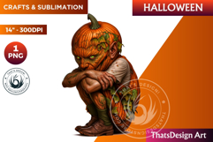 Pumpkin head clipart,halloween clipart, Jack O lantern PNG Product Image 1