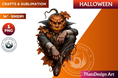 Pumpkin head clipart,halloween clipart, Jack O lantern PNG Product Image 1