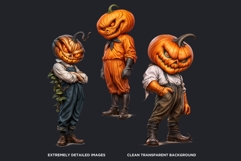 Pumpkin head clipart Set,halloween clipart, Jack O lantern Product Image 3