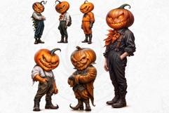 Pumpkin head clipart Set,halloween clipart, Jack O lantern Product Image 4