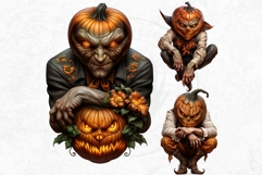 Pumpkin head clipart Set,halloween clipart, Jack O lantern Product Image 7