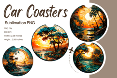 Sunset Car Coasters Sea View Car Accessories Keychains_21 Product Image 1