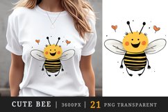21 watercolor cute adorable bee funny insect in charming and humorous style clipart set t-shirt sublimation printable designs bundle png
