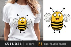 21 watercolor cute adorable bee funny insect in charming and humorous style clipart set t-shirt sublimation printable designs bundle png