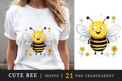 21 watercolor cute adorable bee funny insect in charming and humorous style clipart set t-shirt sublimation printable designs bundle png