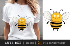 21 watercolor cute adorable bee funny insect in charming and humorous style clipart set t-shirt sublimation printable designs bundle png