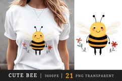 21 watercolor cute adorable bee funny insect in charming and humorous style clipart set t-shirt sublimation printable designs bundle png