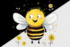 21 watercolor cute adorable bee funny insect in charming and humorous style clipart set t-shirt sublimation printable designs bundle png