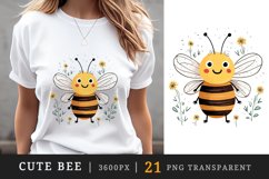 21 watercolor cute adorable bee funny insect in charming and humorous style clipart set t-shirt sublimation printable designs bundle png