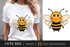 21 watercolor cute adorable bee funny insect in charming and humorous style clipart set t-shirt sublimation printable designs bundle png