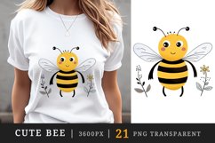 21 watercolor cute adorable bee funny insect in charming and humorous style clipart set t-shirt sublimation printable designs bundle png