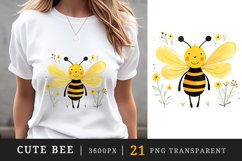 21 watercolor cute adorable bee funny insect in charming and humorous style clipart set t-shirt sublimation printable designs bundle png