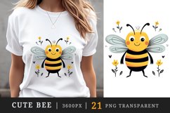 21 watercolor cute adorable bee funny insect in charming and humorous style clipart set t-shirt sublimation printable designs bundle png