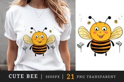 21 watercolor cute adorable bee funny insect in charming and humorous style clipart set t-shirt sublimation printable designs bundle png
