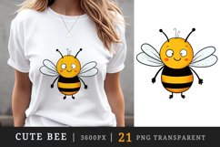 21 watercolor cute adorable bee funny insect in charming and humorous style clipart set t-shirt sublimation printable designs bundle png