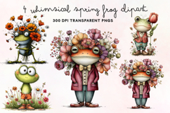Whimsical Spring Frog Clipart PNG Product Image 1
