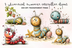 Whimsical Summer Caterpillar Clipart PNG Product Image 1