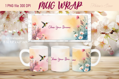 Bright hummingdird and flowers mug wrap sublimation design Product Image 1