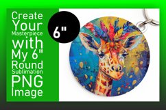 Sweet Spring Giraffe Round Design Keychain Product Image 1