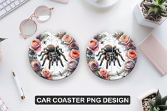 Tarantula Car Coaster Sublimation| Animal Coaster PNG Product Image 1